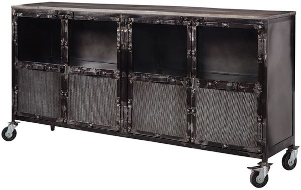 Sideboard Mango 180x40x90 grau lackiert HEAVY INDUSTRY #115