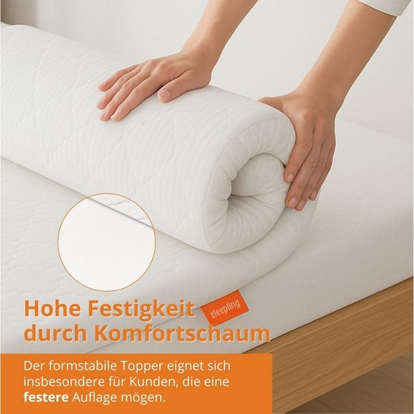 sleepling, Topper aus Komfortschaum, orthopädische Matratzenauflage, 6 cm hoch, Komfortschaum, hohe Festigkeit, Formstabil, für alle Schlaftypen