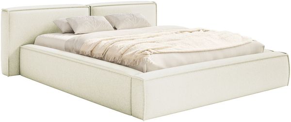 Selsey 'Tilves Low'Polsterbett 200x200 mit Bettkasten und Lattenrost, Chenille, creme