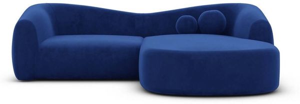 Ecksofa Murcia L Form aus Samtstoff - Samtstoff - dunkelblau - Rechts