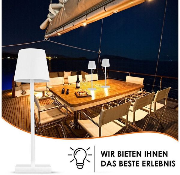 wohnTRAUM24 LED Tischleuchte LED Tischlampe dimmbar, Touch-Steuerung, Einstellbare Farbtemperatur, LED wechselbar, LED Tischlampe kabellos 3000-6000K Innen/Aussen Tischleuchte