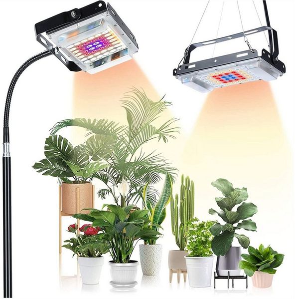 LMaxhome Pflanzenlampe LED Vollspektrum Dimmbar Pflanzenlicht mit Ständer für Zimmerpflanzen, Eine Lampe, 1/2/3 Köpfe, Auto Timer 3/6/12H, 6 Modi Helligkeit, Höhenverstellbar