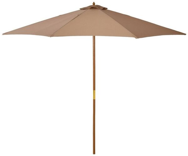 Outsunny Sonnenschirm Balkonschirm, Bambus, Khaki, LxB: 300x300 cm, Gartenschirm, Holzschirm, ohne Schirmständer, langlebiges Material