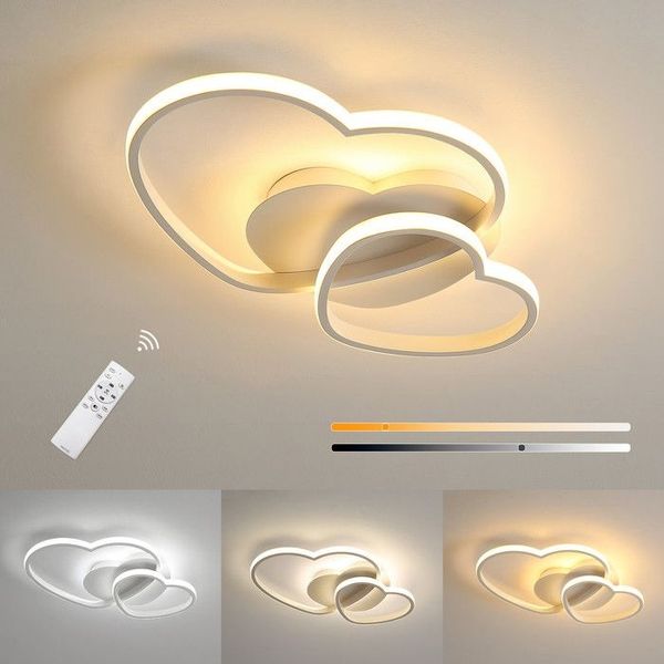 Schlafzimmer-Deckenleuchte – 42-W-dimmbare LED-Deckenleuchte für Kinderzimmer – Herzförmiger Deckenleuchter – Weiß