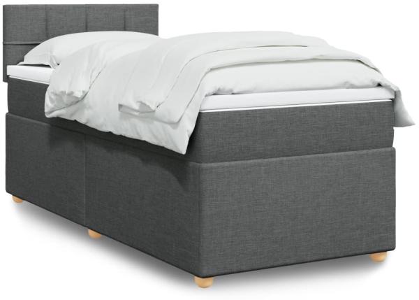 vidaXL Boxspringbett mit Matratze Dunkelgrau 80x200 cm Stoff 3288808