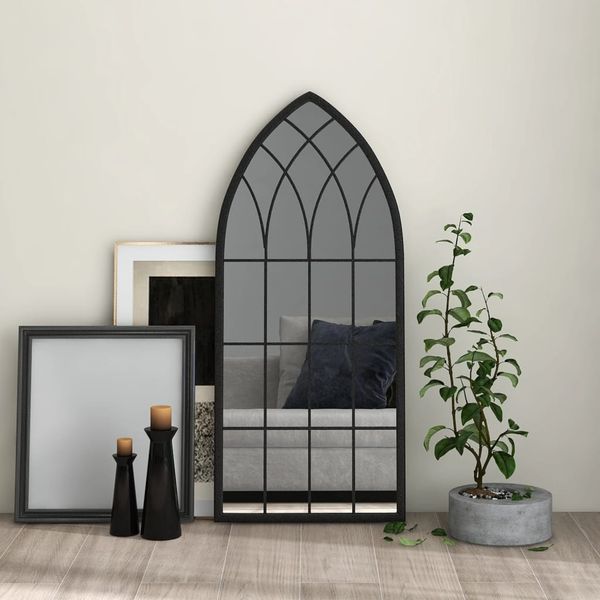 Spiegel, Wandspiegel Schwarz 100x45 cm Eisen für den Innenbereich