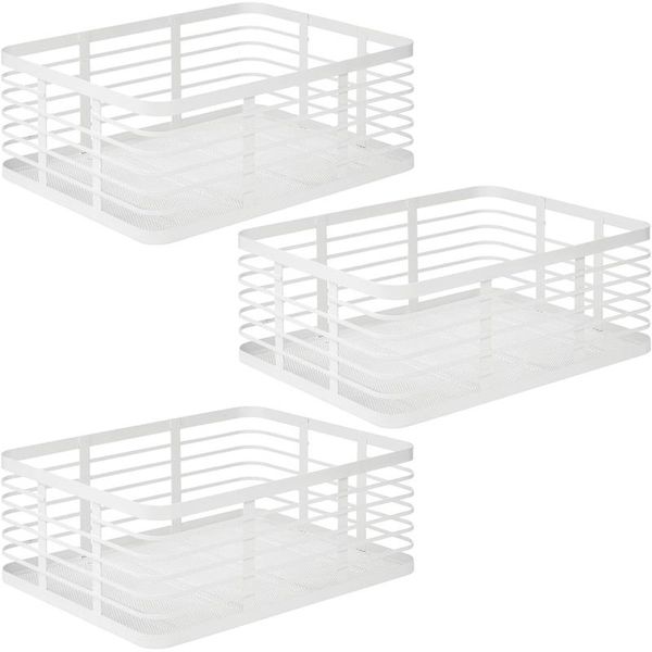 mDesign Allzweckkorb Drahtkorb Gitterbox Organizer Regal 3er Set Metall Weiß