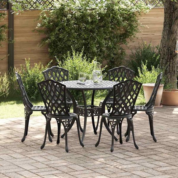 vidaXL Garten Essgruppe 7 pcs Schwarz Aluminium 3334713