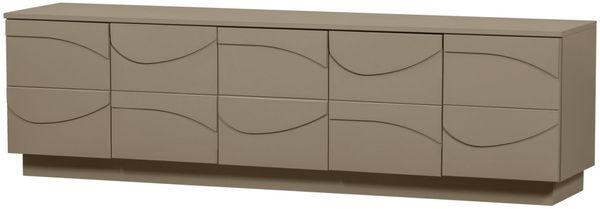 TV-Board Teo aus Kiefernholz, modernes Design mit 3D-Effekt, braun, 180 cm, Push-to-Open-System