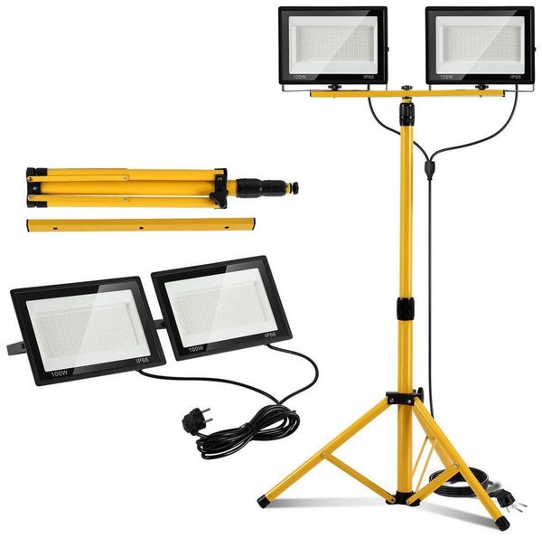 Clanmacy Flutlichtstrahler 100W LED Baustrahler Flutlicht Scheinwerfer Arbeitsleuchte Kaltweiß, Kaltweiß
