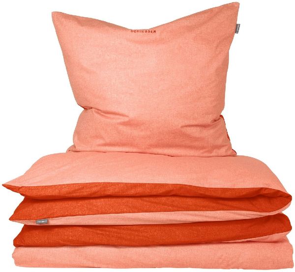 Schiesser 'Doubleface' Wendebettwäsche, Baumwolle, 2-teilig, Apricot / Kupfer, 135x200 cm, Renforcé