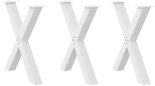 vidaXL Esstischbeine X-Form 3 Stk. Weiß 80x(72-73) cm Stahl 4012993
