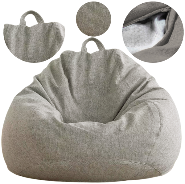 AD.CON Sitzsack mit ECO Füllung, Hellgrau, 70 x 80 x 50 185L, EPS-Perlen