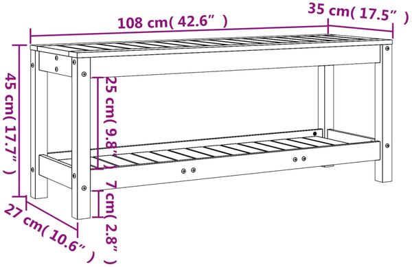 vidaXL Gartenbank 108x35x45 cm Imprägniertes Kiefernholz 832386 Bild 9