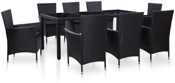 vidaXL 9-tlg. Garten-Essgruppe Poly Rattan Schwarz 45976