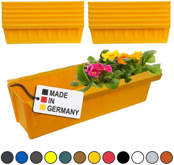 Hossi's Wholesale 12 Euro-Paletten Blumenkästen-Einsätze | mit Hängesystem zum Einhängen | 37,3cm Gelb | Pflanzkasten für Europalette Palette | Balkonkasten | Blumentopf | sehr stabil