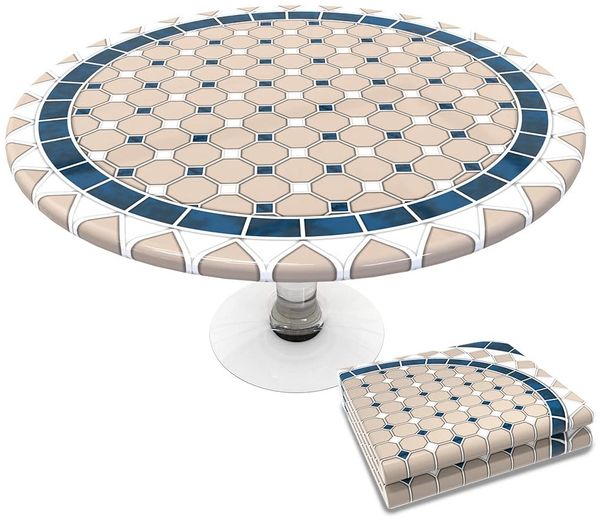 VOUNOT® Tischdecke Outdoor, Elastisch Rund Gartentischdecke, Abwaschbar abwischbar Wetterfest, Ø 90-120 cm