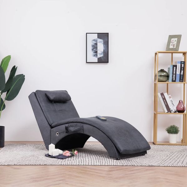 vidaXL Massage Chaiselongue mit Kissen Grau Wildleder-Optik [281350]