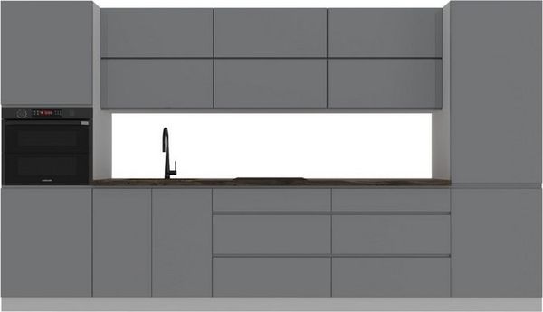 ROYAL24_MARKT Küchenzeile K47-G360 - Aspen - Drückt einen dynamischen Lebensstil aus, (Komplett Set), Top Qualität - Modernes Design - Feinste Materialien