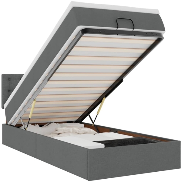 vidaXL Ottoman-Bett mit Matratze Dunkelgrau 90x200 cm Stoff 3311595