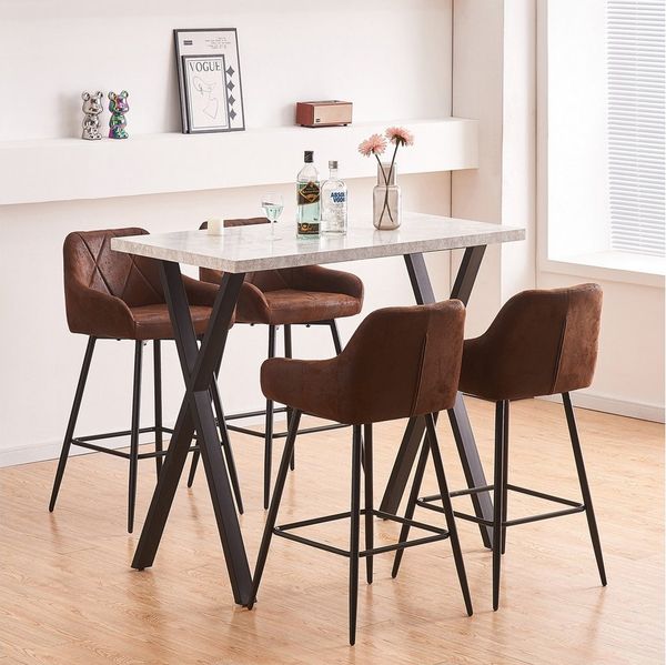 JYMTOM Barhocker Barstuhl mit Armlehne Gepolsterter Tresenhocker Bistrohocker (4 St), Outdoor Diamant Design Hocker, Braun