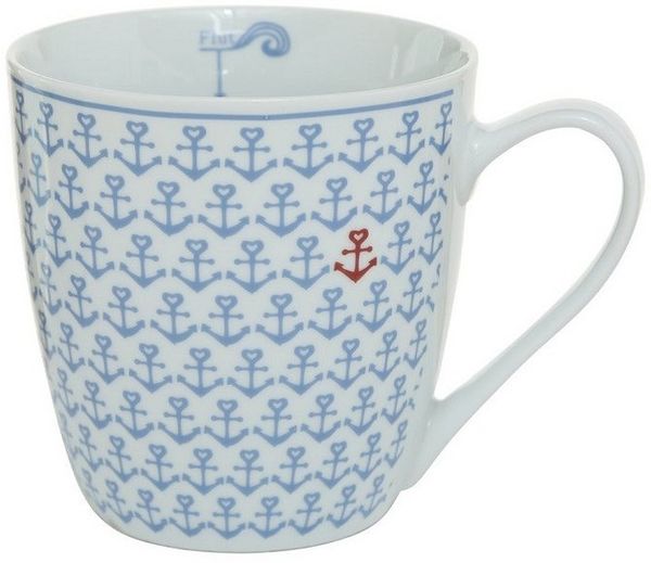 BOLTZE GRUPPE GmbH Becher Jumbobecher Ebbe & Flut' Anker blau grau rot & weiß 400 ml 3er Set