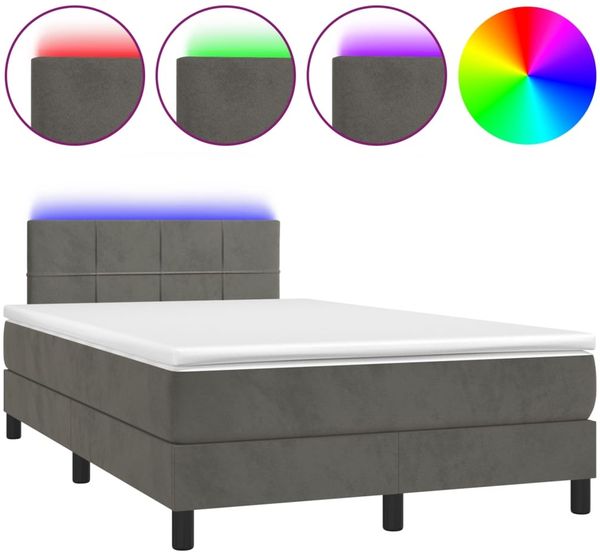 Boxspringbett mit Matratze & LED, Samt Dunkelgrau, 120x200 cm Bild 2