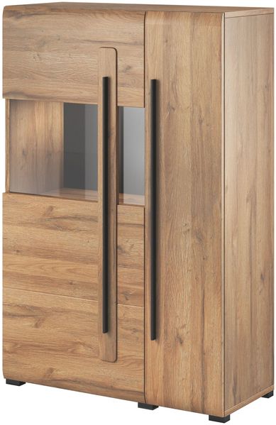 Highboard Toro Vitrineschrank 90x39x139cm MDF Eiche Grandson 2-türig