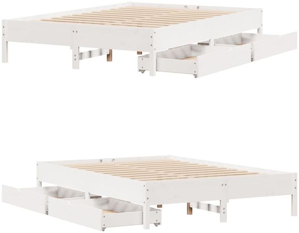 vidaXL Massivholzbett ohne Matratze Weiß 135x190 cm Kiefernholz 3301726 Bild 9