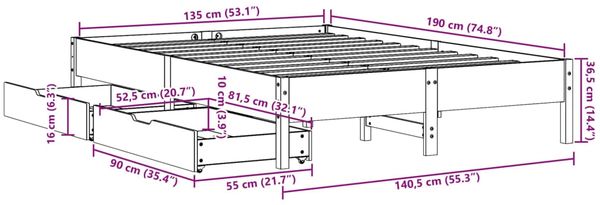 vidaXL Massivholzbett ohne Matratze Weiß 135x190 cm Kiefernholz 3301726 Bild 11