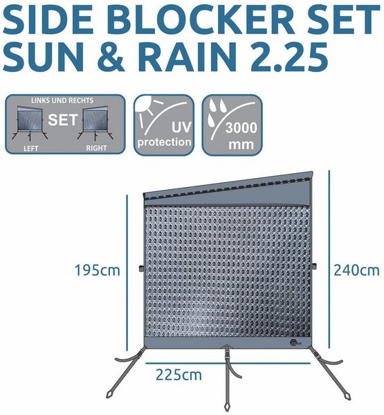 yourGEAR Sonnensegel your GEAR Sun + Rain Blocker Side Walls - 2 x Seitenwand für Markise