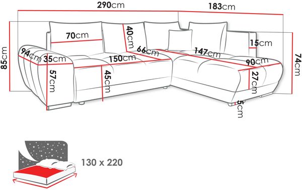 Ecksofa Fureniz (Farbe: Lumo 55, Seite: Links) Bild 6