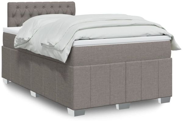 vidaXL Boxspringbett mit Matratze Taupe 120x190 cm Stoff 3287018