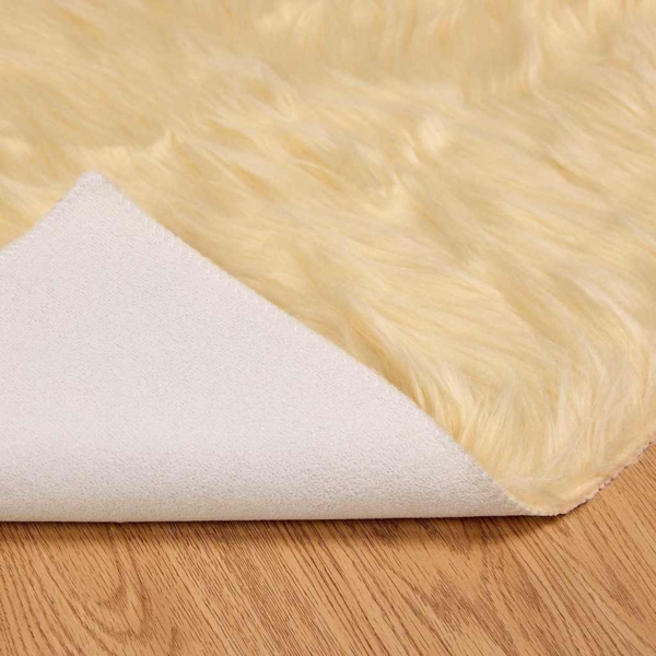 vidaXL Kunstschaffell Teppich Creme 100 x 200 cm Polyester 42021503 Bild 4