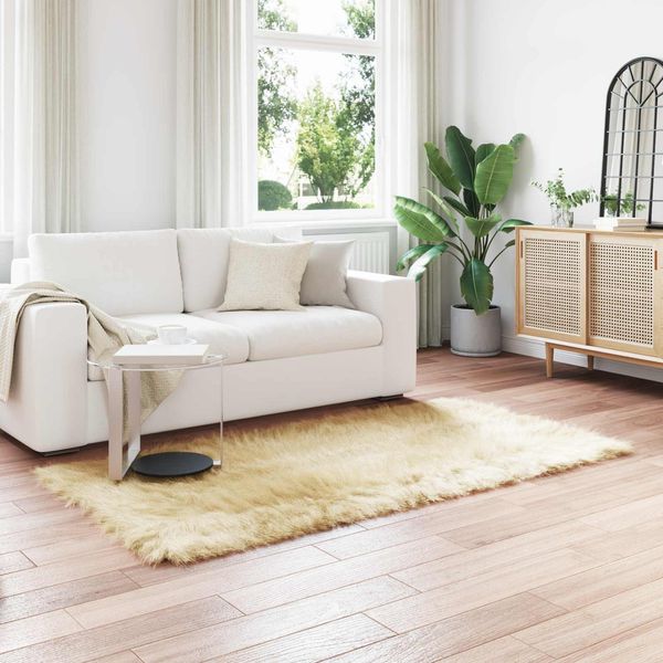 vidaXL Teppich aus Kunstschaffell TAFALLA Creme 100 x 200 cm Polyester 42021503