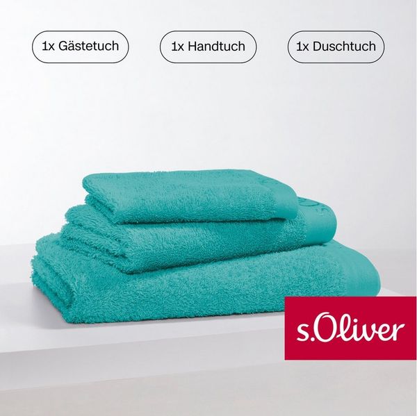 s.Oliver Handtuch Set s.Oliver, Premium Qualität, 600 gr/m², Walkfrottier (Set, 3-St), 1 Gästetuch 30x50 cm, 1 Handtuch 50x100 cm, 1 Duschtuch 70x140 cm