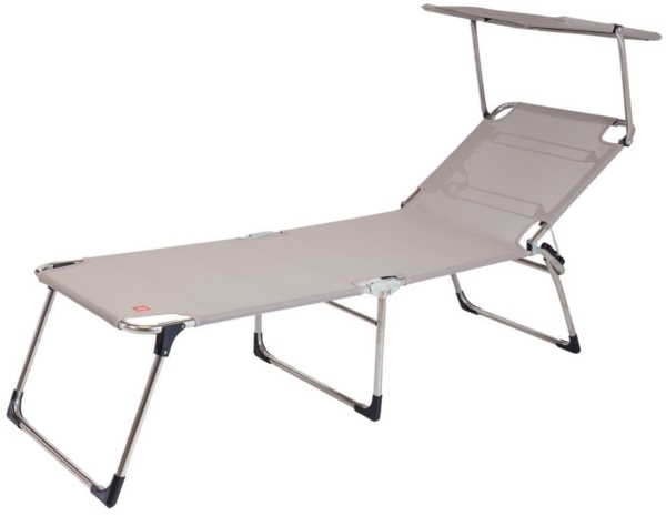 Dreibeinliege Amigo 40+ mit Sonnenblende aus Aluminium, Taupe