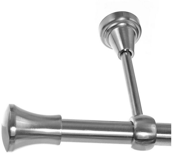 BASIT Gardinenstange Edelstahloptik 19mm mit Deckenträgern 120 cm E62, Ø 19 mm, 1-läufig, verschraubt, Metall, D18 120 cm E62 Knauf