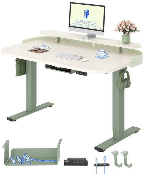 FLEXISPOT Schreibtisch Moderner elektrisch höhenverstellbarer Schreibtisch mit Monitorablage (70–119 cm höhenverstellbar, 6-Tasten Memory-Steuerung, stabiler Stahlrahmen, Tischplatte 120×80 cm), ergonomischer Homeoffice Computertisch
