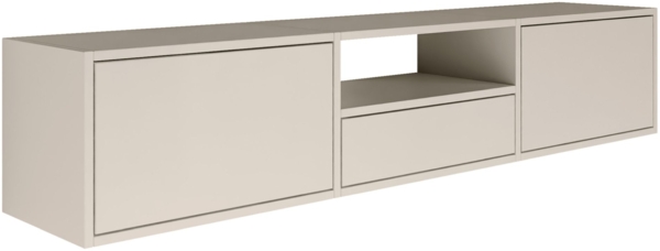 Selsey 'Framme' hängendes TV-Board mit drei Klappen und einer Ablage, Kaschmirgrau, 150 cm