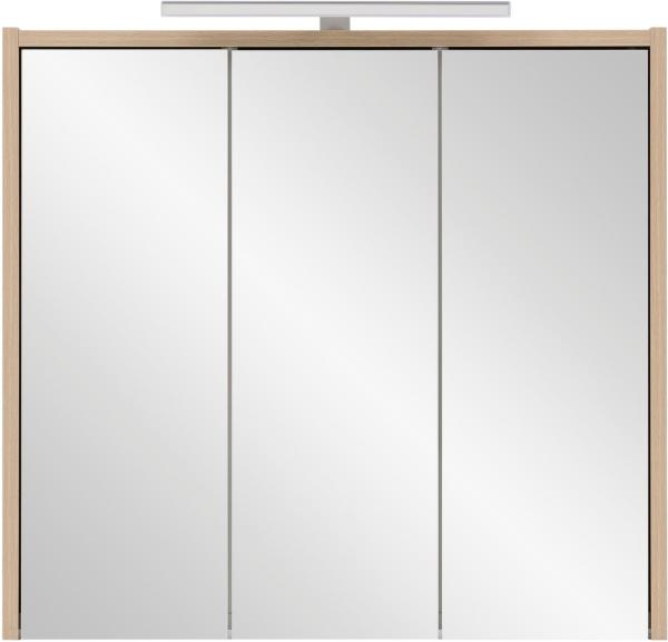 SCHILDMEYER Spiegelschrank Badezimmerschrank mit LED-Leuchte Eiche Hell 65x60x16