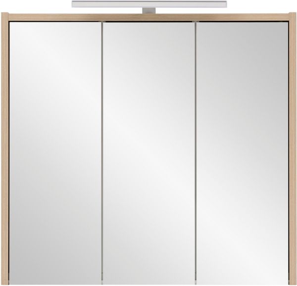 SCHILDMEYER Spiegelschrank Badezimmerschrank mit LED-Leuchte Eiche Hell 65 x 60 x 16