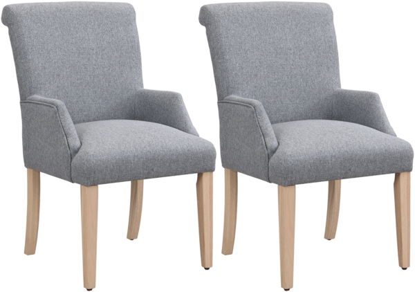 2er Set Leinenstuhl Grau mit Massivholzbeinen, Höhenverstellbar, Atmungsaktiv und Bequem, Polsterstuhl für Esszimmer Bild 6