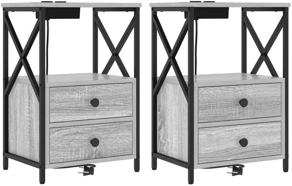 vidaXL Nachttisch 2 pcs Graues Sonoma 40 x 31 x 60 cm Holzwerkstoff 859567