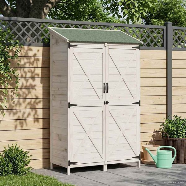 vidaXL Gartenschuppen Weiß 106 x 56 x 176,5 cm Massivholz aus Fichte 42033481