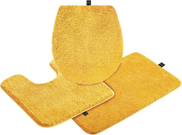 Bruno Banani Badematte Lana, Badvorleger, Badezimmer Teppich, rutschhemmend beschichtet, schnell trocknend, strapazierfähig, fußbodenheizungsgeeignet, Polyacryl, rechteckig, 3-tlg. Stand-WC Set, Badteppich, Badematten, unifarben, auch als 3 teiliges Se...