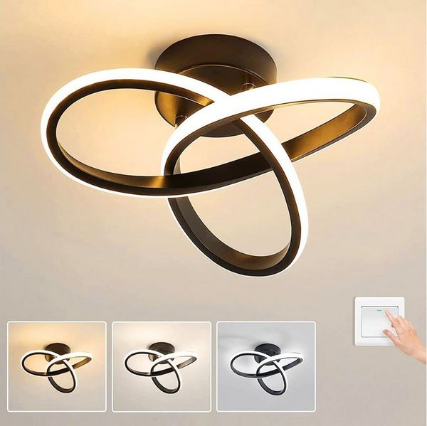 oyajia Deckenleuchte LED Kleeblatt Deckenleuchte 30W 3000LM, Schwarz Dimmbar Deckenlampe, LED fest integriert, für Wohnzimmer Schlafzimmer Flur Küche Balkon, Durchmesser 25cm