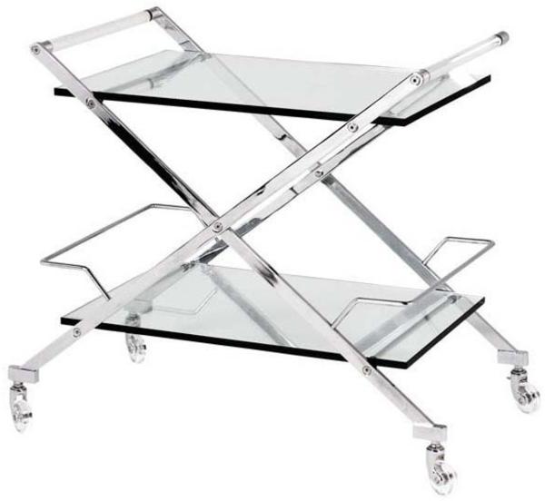 Casa Padrino Luxus Bar Trolley Servierwagen aus Edelstahl und Glas 77 x 48 x H. 76 cm - Luxus Hotel & Restaurant Einrichtung Möbel B!