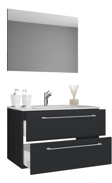 VCM Badmöbel Waschtisch Badinos 914143 Schwarz H. 92 x B. 80 x T. 46 cm