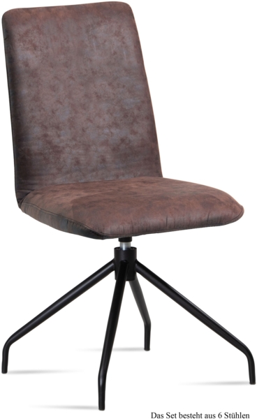 Esszimmerstuhl drehbar (6er-Set) Divona 47x92x60 Schwarz/Braun